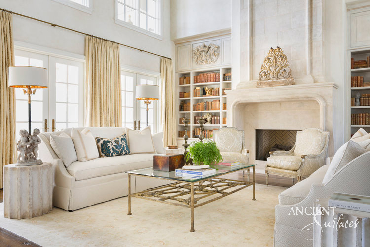 Rounded Cream Limestone Overmantel
